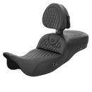 Saddlemen Roadsofa Extended Reach Honeycomb Seat for Harley 08-25 Touring (excl. 23-25 CVO; 24-25 Road Glide / Street Glide) / Black / With heating / With backrest  - Customhoj