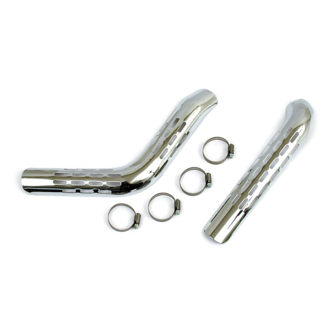 Big Twin Perforierte Chrom Auspuff Hitzeschild Set für Harley