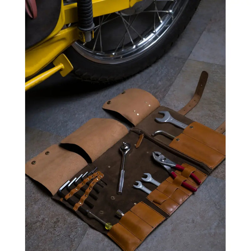 Trip Machine Leder-Werkzeugrolle für Motorräder