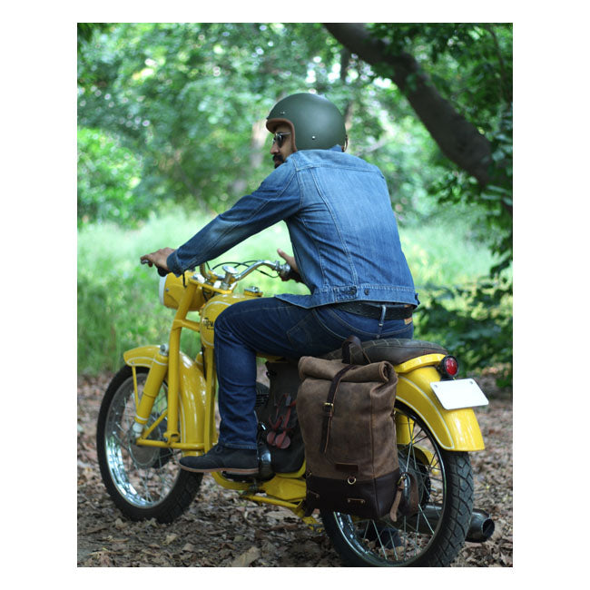 Trip Machine Vintage Leder 15L Motorrad-Satteltasche / Rucksack