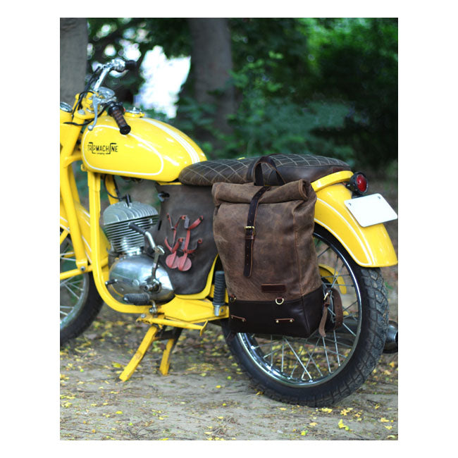 Trip Machine Vintage Leder 15L Motorrad-Satteltasche / Rucksack