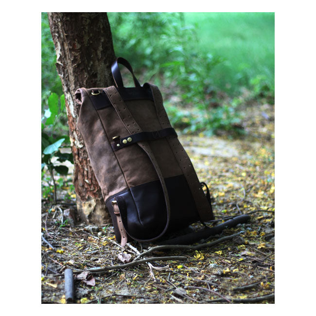 Trip Machine Vintage Leder 15L Motorrad-Satteltasche / Rucksack