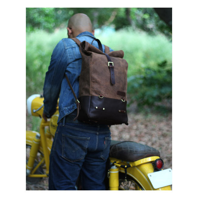 Trip Machine Vintage Leder 15L Motorrad-Satteltasche / Rucksack