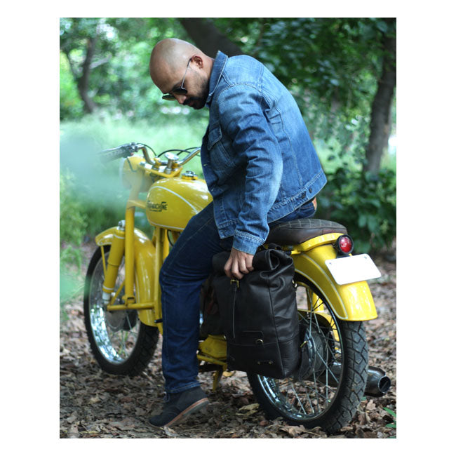 Trip Machine Vintage Leder 15L Motorrad-Satteltasche / Rucksack