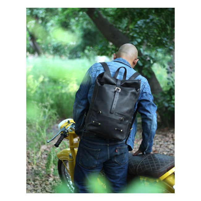 Trip Machine Vintage Leder 15L Motorrad-Satteltasche / Rucksack