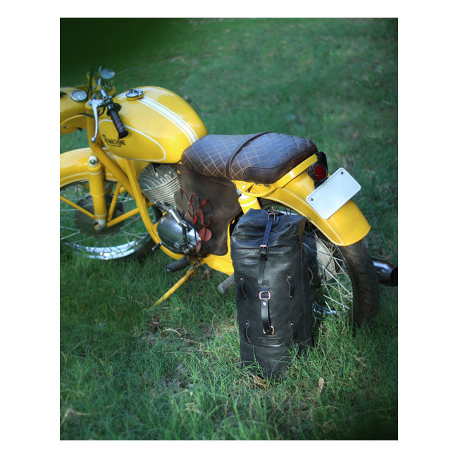 Trip Machine Vintage Leder-Motorrad-Reisetasche im Militärstil