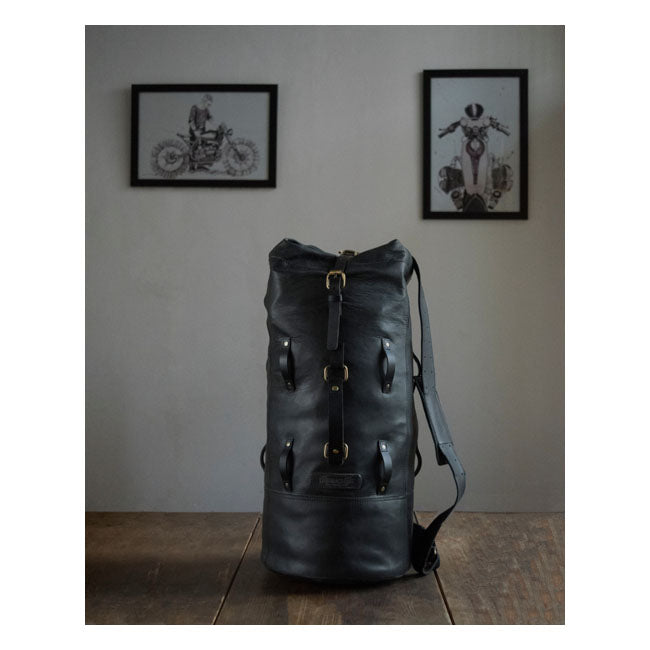 Trip Machine Vintage Leder-Motorrad-Reisetasche im Militärstil