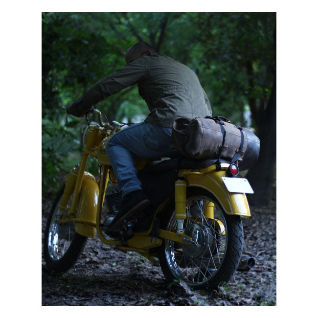 Trip Machine Vintage Leder-Motorrad-Reisetasche im Militärstil