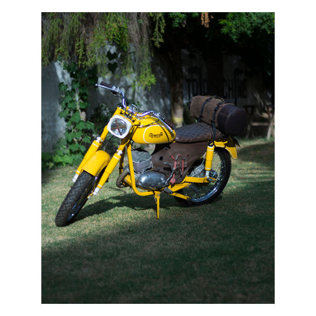 Trip Machine Vintage Leder-Motorrad-Reisetasche im Militärstil
