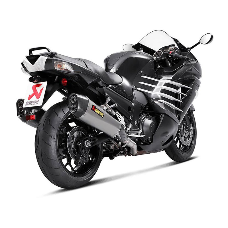 Akrapovic Slip-On Series Muffler for Kawasaki 12-20 ZZR1400 / ZX-14R (Dual titanium mufflers with carbon end caps) (S-K14SO6-HZAAT)