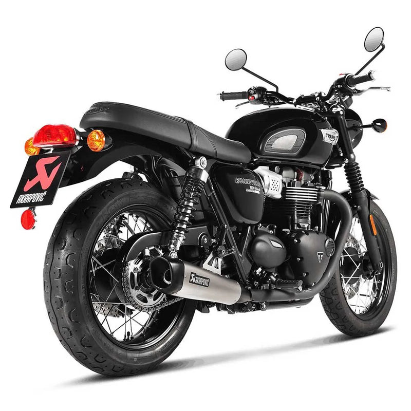 Akrapovic Slip-On Series Muffler for Triumph 17-20 Bonneville T100 (Dual titanium mufflers with titanium end caps) (P-HST12SO4 heat shields must be purchased separately) (EC/ECE Approval) (S-T12SO4-HCQT)