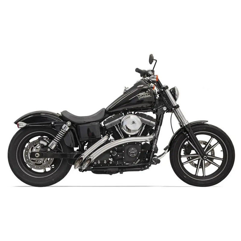 Bassani Sweeper Radial Exhaust System for Harley 91-17 Dyna / Chrome with chrome heat shields  - Customhoj