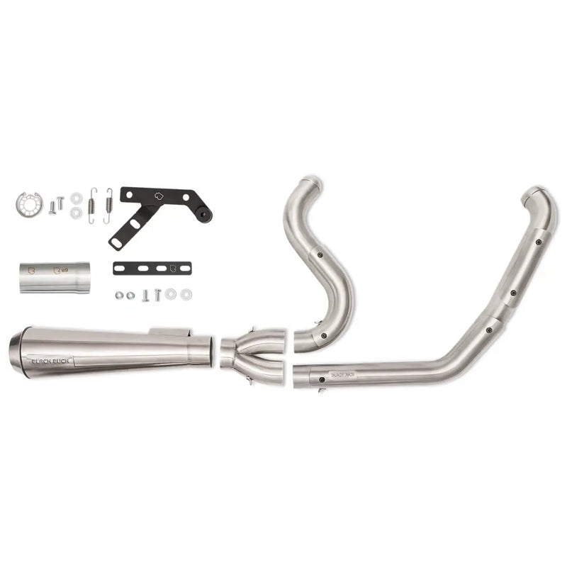 Black Duck Fighter EC Euro Approved 2-into-1 Exhaust for Harley 18-24 Softail (excl. Breakout / Fat Boy) (Euro 5 approved) / Straight / Satin Stainless steel  - Customhoj