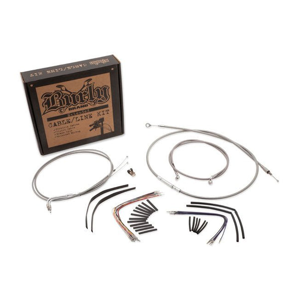 Burly Apehanger Cable/Line Kit for Softail 00-06 FLST/C/F/N / Braided Stainless Steel / 14"