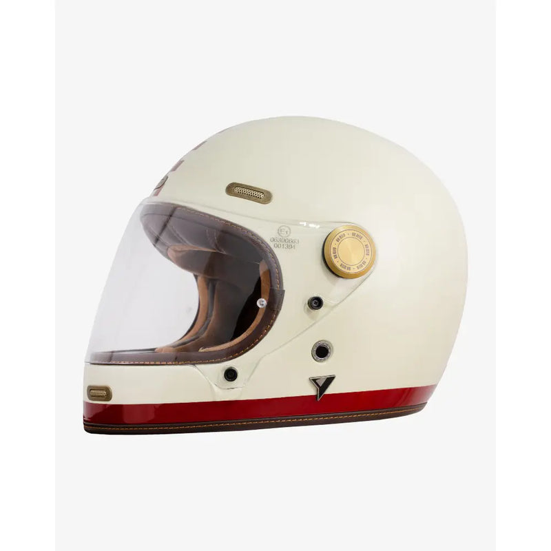 By City Roadster III Integral Motorcycle Helmet Cream/Red / XS (53-54cm)  - Customhoj