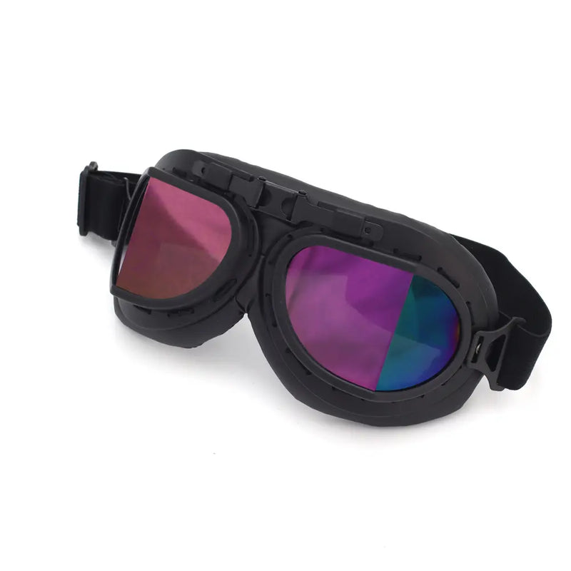 Cavalero Jet Classic Vintage Motorcycle Goggles Black / Iridium