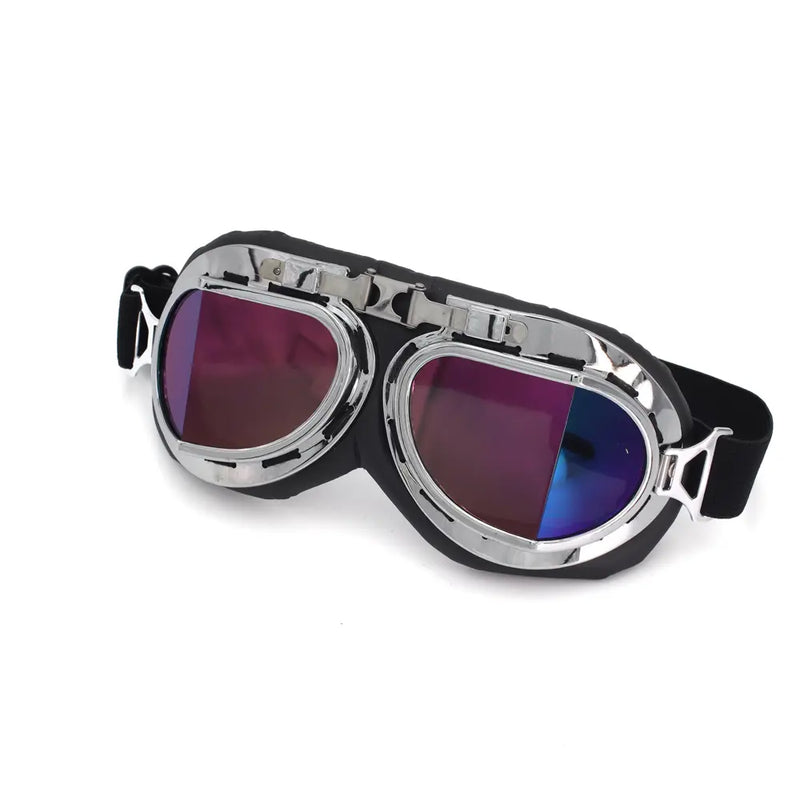 Cavalero Jet Classic Vintage Motorcycle Goggles Chrome / Iridium