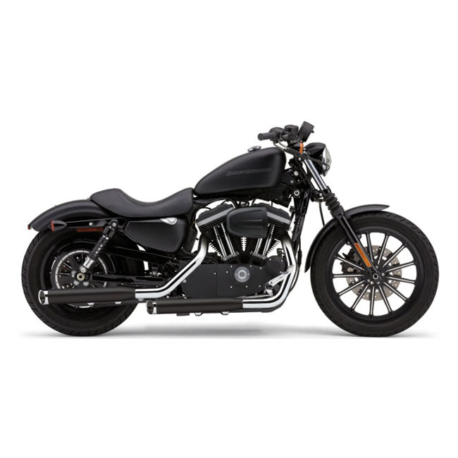 Cobra 3" Slash Cut Slip-On Mufflers for Harley 14-22 Sportster XL / Black with chrome end caps