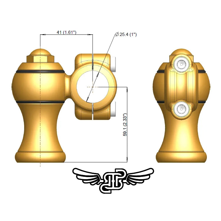 DBBP Radical Retro Brass Handlebar Risers 1.5" (3.8cm)