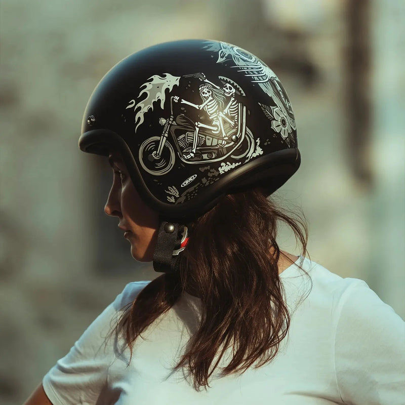 DMD Retro Graphic Open Motorcycle Helmet  - Customhoj