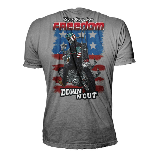 Down-n-Out Freedom Rider T-Shirt American Flag Grey / S