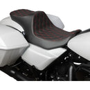 Drag Specialties Predator III 2-Up Seat for Harley 23-25 Touring CVO Road Glide / CVO Street Glide / Diamond Black / Red  - Customhoj