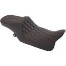 Drag Specialties Predator III 2-Up Seat for Harley 97-07 Touring / Diamond Black / Red  - Customhoj