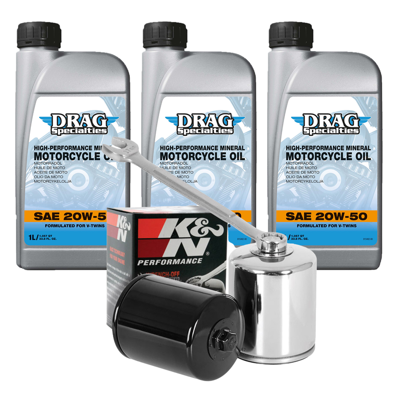 Drag Specialties Service Kit Motor Oil & Filter for Harley Softail 2000-2017 / Chrome