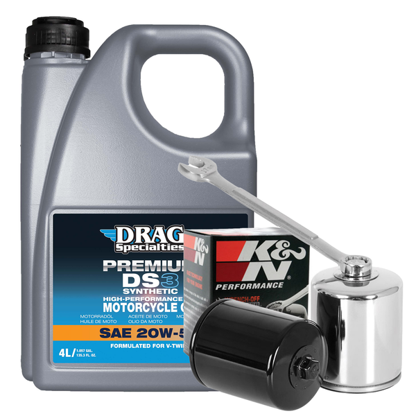 Drag Specialties Service Kit Synthetic Motor Oil & Filter for Harley FLT / Touring 1984-1998 / Chrome