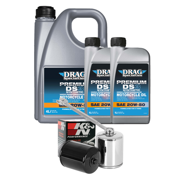 Drag Specialties Service Kit Synthetic Oils & Filter for Harley FLT / Touring 1984-1998 / Chrome