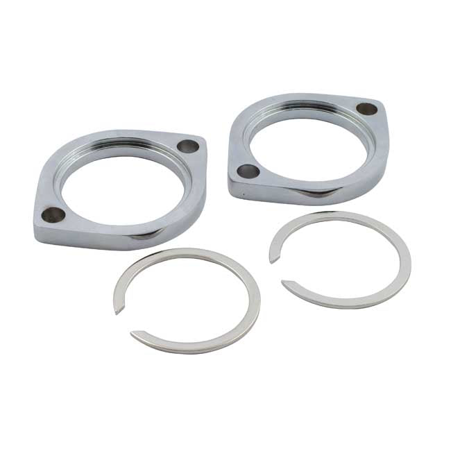 Exhaust Flanges Early Style & Retainer Set for Harley 84-25 Big Twin / Chrome  - Customhoj