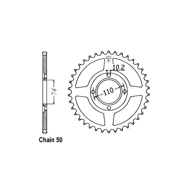 JT Sprockets Rear Sprocket Honda CB500T 75-77 JT Rear Sprocket for Honda Customhoj