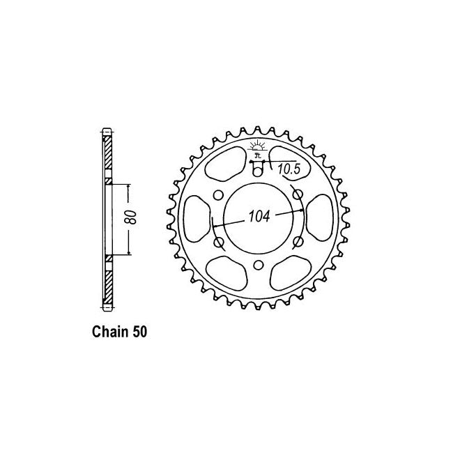 JT Sprockets Rear Sprocket Kawasaki Z550D1 (GPZ550-Twin Shock) 81 JT Rear Sprocket for Kawasaki Customhoj