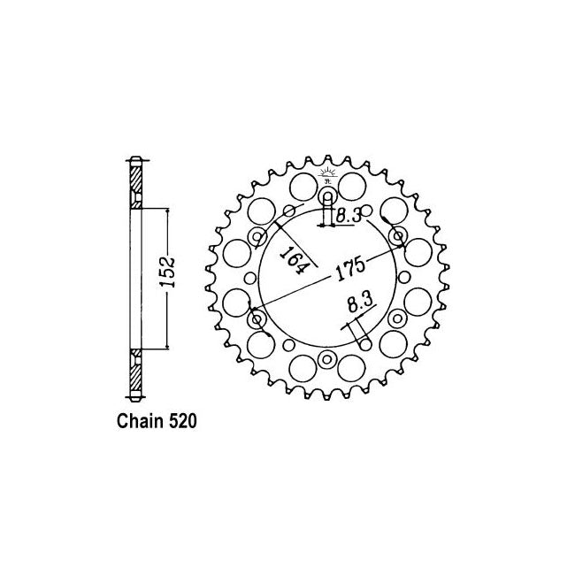 JT Sprockets Rear Sprocket Yamaha DT400 75-76 JT Rear Sprocket for Yamaha Customhoj