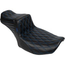 Le Pera Tailwhip 2-Up Daddy Long Legs Extended Seat for Harley 24-25 Touring Road Glide / Street Glide / Double Diamond Black / Blue  - Customhoj