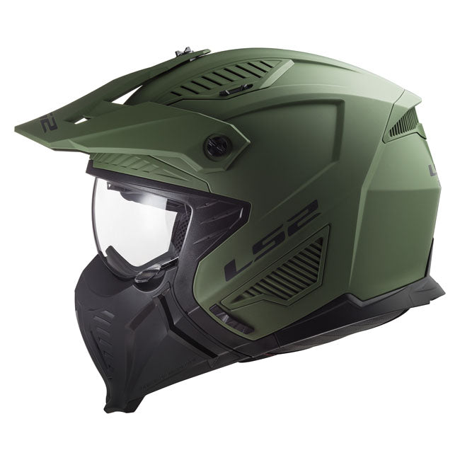 LS2 Drifter Modular Motorcycle Helmet Matte Green / S (55-56cm)  - Customhoj