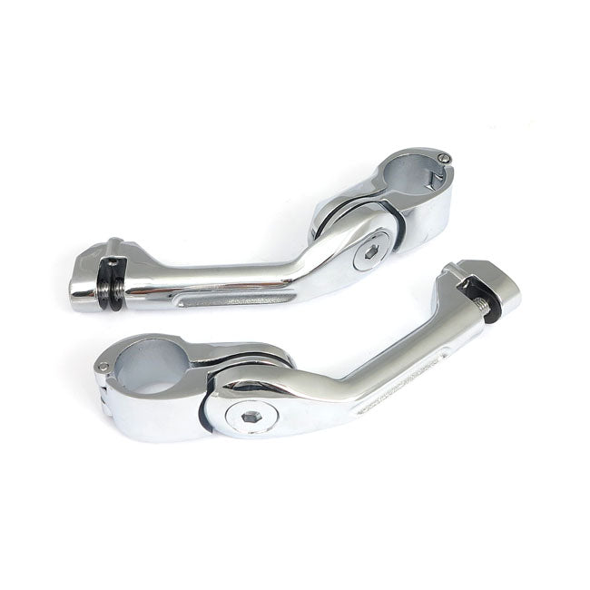 MCS Footpeg Brackets Long / Chrome Foot Peg Mount Kit Universal Customhoj