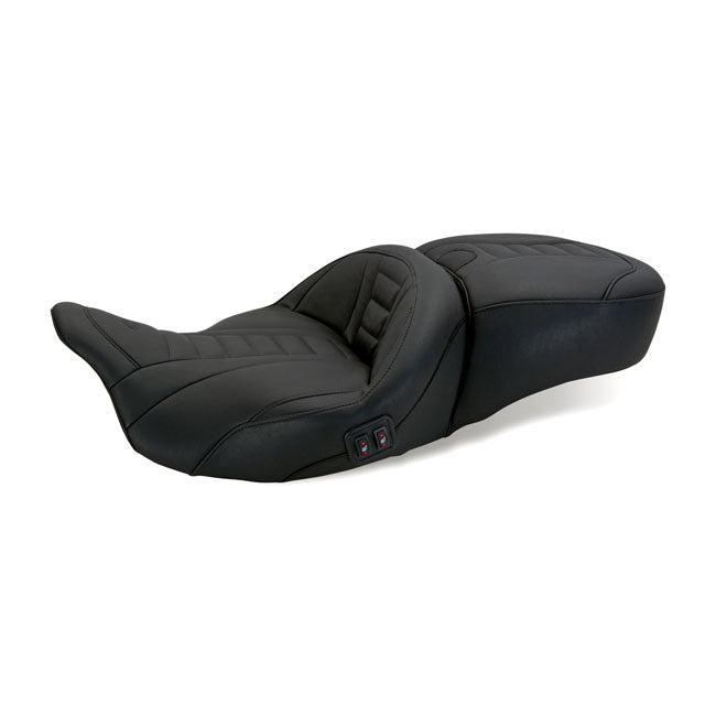 Mustang Super Touring Deluxe 2-Up Seat with Heating for Harley 08-25 Touring (excl. 23-25 CVO; 24-25 Road Glide / Street Glide) / Black / Deluxe  - Customhoj