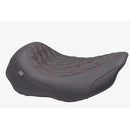 Mustang Wide Tripper Solo Seat for Harley 24-25 Touring Road Glide / Street Glide / Double Diamond / Black / Orange / Without backrest  - Customhoj
