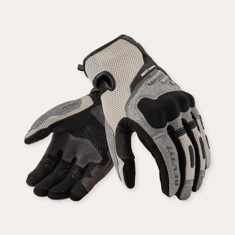 REV'IT! Cavern Motorcycle Gloves Light Grey/Black / S  - Customhoj