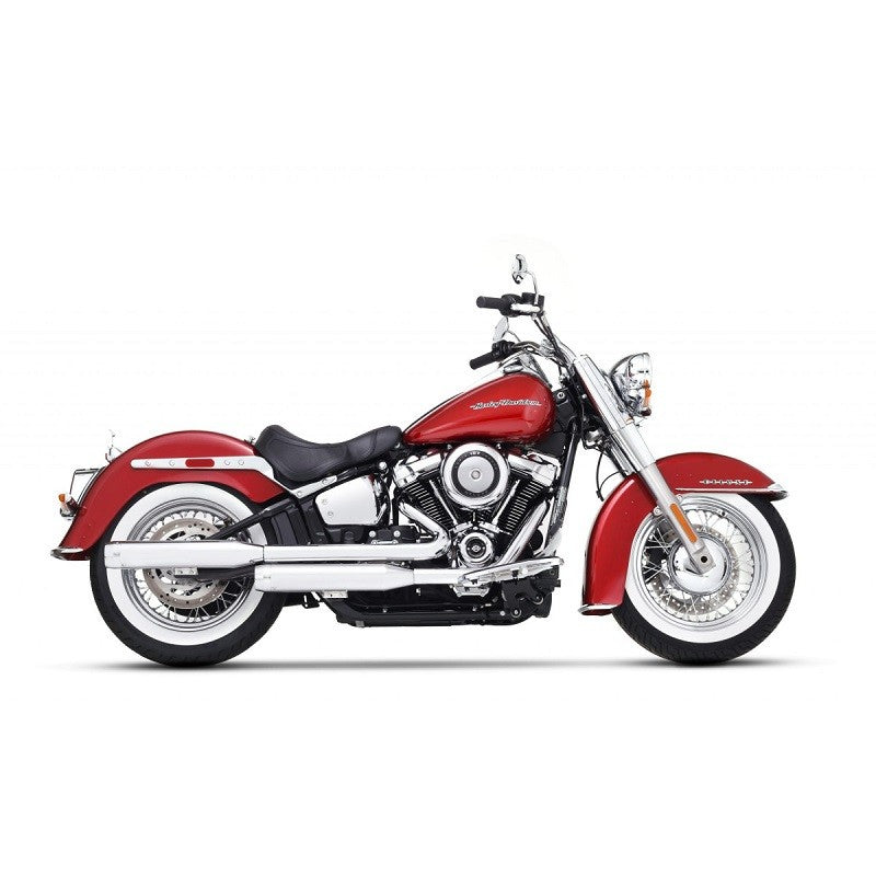 Rinehart 3.5" M8 Softail Slip-On Mufflers for Harley 18-24 FLHC / FLDE (read note) / Chrome with chrome end caps