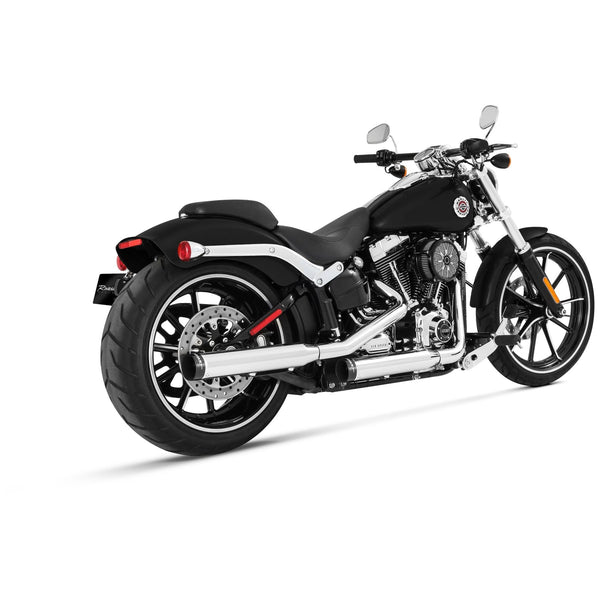 Rinehart 3" Twin Cam Duals Slip-On Mufflers for Harley 07-17 Softail FLSTC / Chrome with chrome end caps