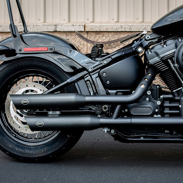 S&S ECE-Approved Slash Cut Slip-On Mufflers for Harley 18-20 FLFB / FLSL / FXBB / FXBR / FXLR / Black