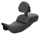 Saddlemen Roadsofa Extended Reach Honeycomb Seat for Harley 08-25 Touring (excl. 23-25 CVO; 24-25 Road Glide / Street Glide) / Black / Without heating / With backrest  - Customhoj