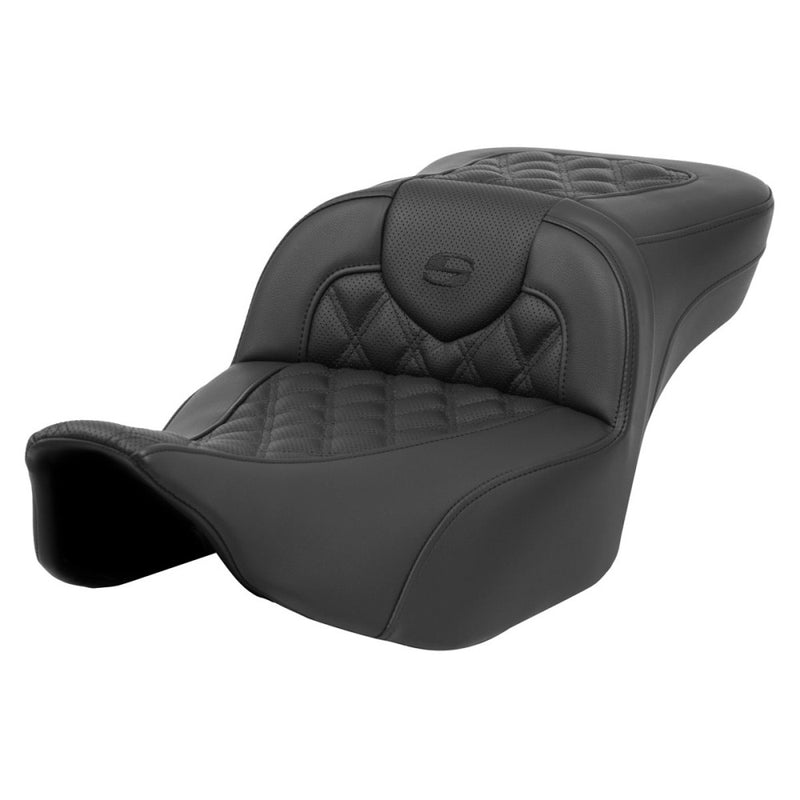 Saddlemen Roadsofa Extended Reach Lattice Stitch Seat for Harley 24-25 Touring Road Glide / Street Glide / Black / Without heating / Without backrest  - Customhoj