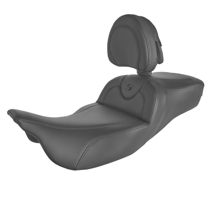 Saddlemen Roadsofa Extended Reach Plain Seat for Harley 08-25 Touring (excl. 23-25 CVO; 24-25 Road Glide / Street Glide) / Black / Without heating / With backrest  - Customhoj