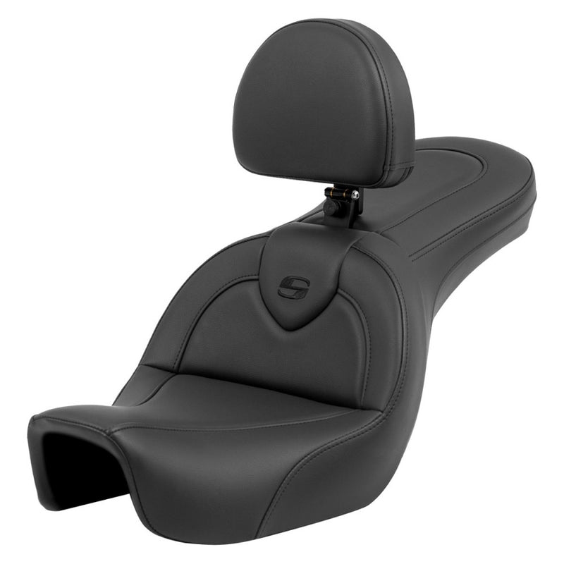 Saddlemen Roadsofa Plain Seat for Harley 06-17 Dyna / Black / Without heating / With backrest  - Customhoj