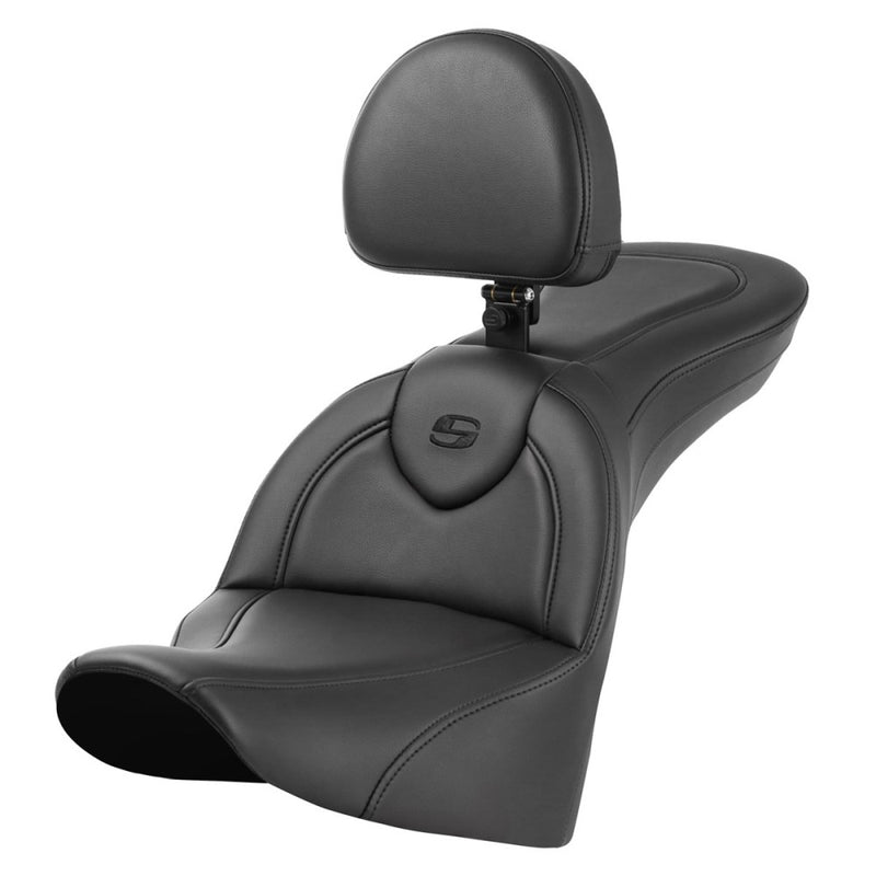 Saddlemen Roadsofa Plain Seat for Harley 18-25 Softail Deluxe / Heritage / Heritage Classic / Slim / Black / Without heating / With backrest  - Customhoj