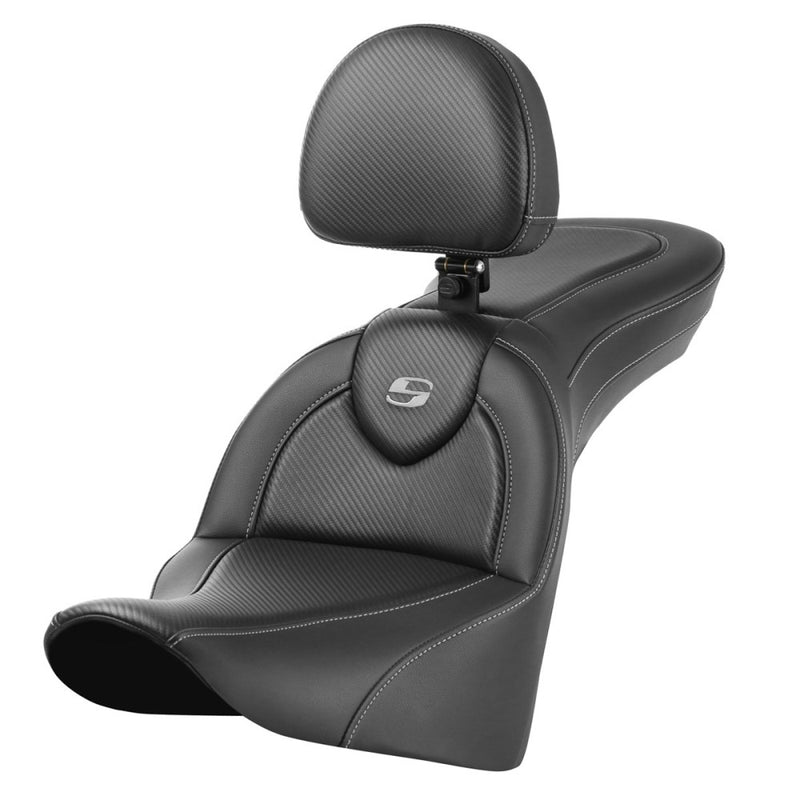 Saddlemen Roadsofa Plain Seat for Harley 18-25 Softail Deluxe / Heritage / Heritage Classic / Slim / Carbon Fiber / Without heating / With backrest  - Customhoj