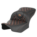 Saddlemen Roadsofa Plain Seat for Harley 24-25 Touring Road Glide / Street Glide / Carbon Fiber / Orange / Without heating / Without backrest  - Customhoj